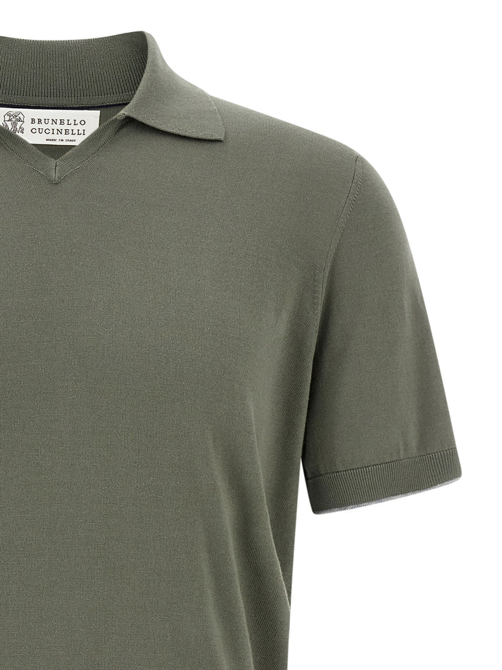 Brunello Cucinelli Cotton  Shirt Polo - Green | 0c16da7c175f489f2ee8cc457b274fd7cd695db1