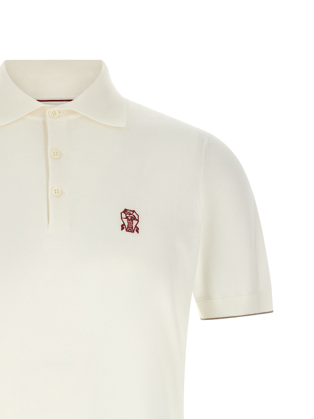 Brunello Cucinelli Logo Embroidery  Shirt Polo - White | 532c034d4eaf078233a0fd243a252cd582cfddf3