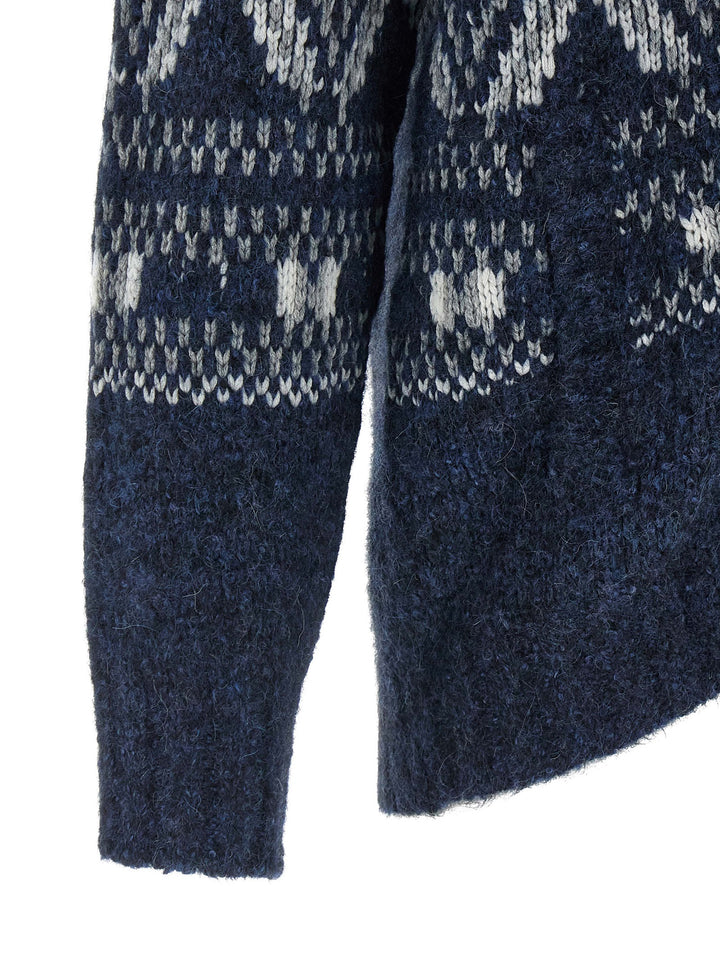 Brunello Cucinelli Geometric Jacquard Sweaters and Cardigans - Blue | 1f9109a2f5df93f3bb2a20c29313ce8f1b91e530