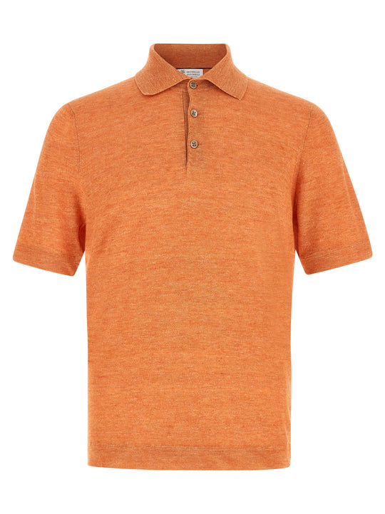 Linen Cotton Shirt Polo Orange