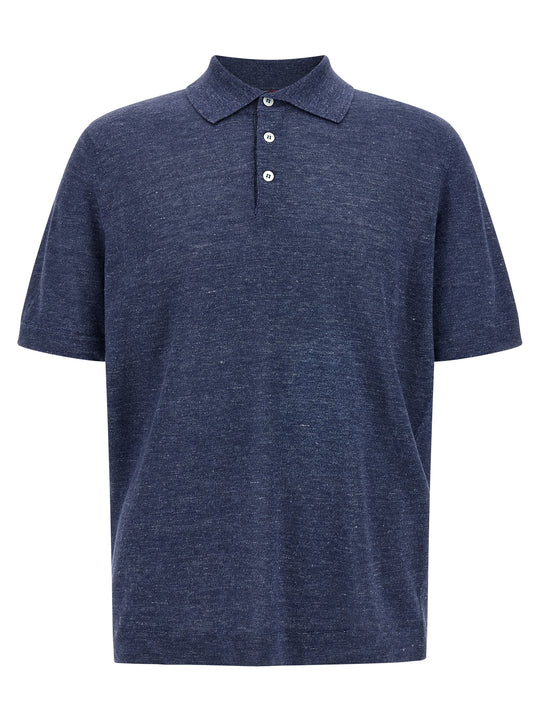 Linen Cotton Shirt Polo Blue