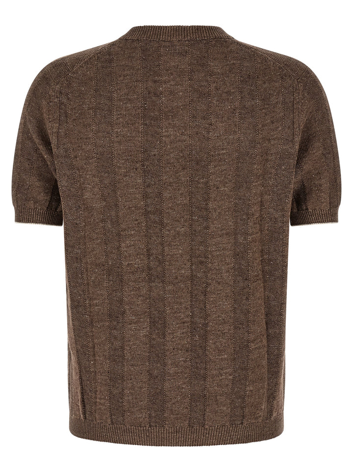 Brunello Cucinelli Linen Sweater Sweaters and Cardigans - Brown | f37afe00a3a4499fc51245cf9d39dd21aa27404e