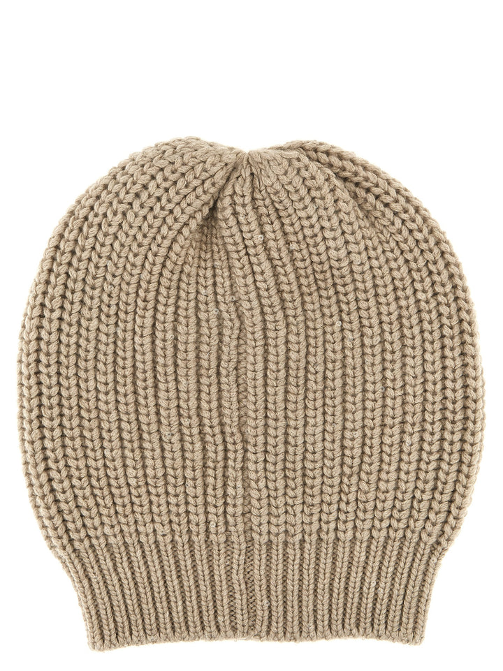 Sequin Beanie Hats Beige