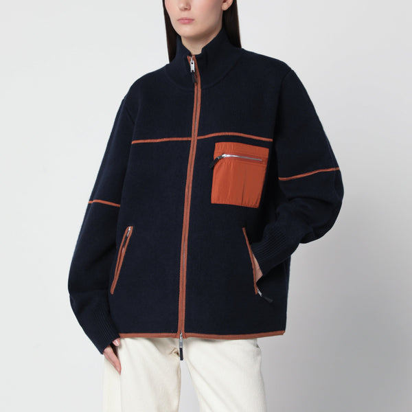 Felted Louis Zip-Up Jacket In Midnight Blue