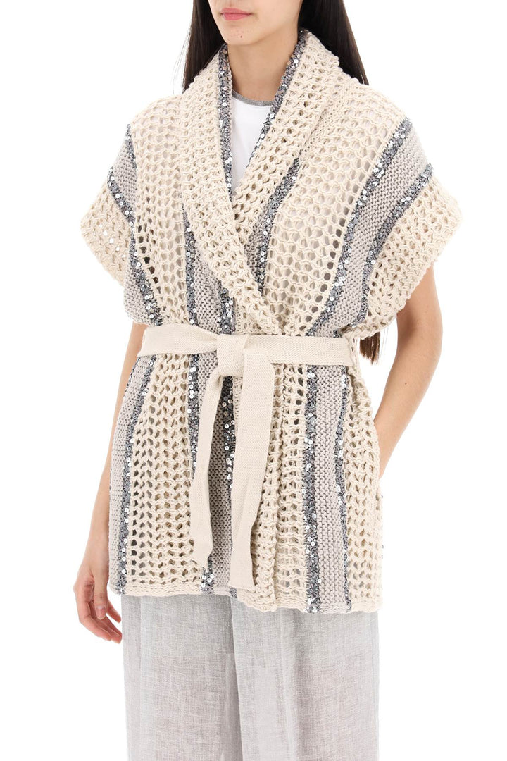 Cardigan Dazzling Stripe Con Paillettes