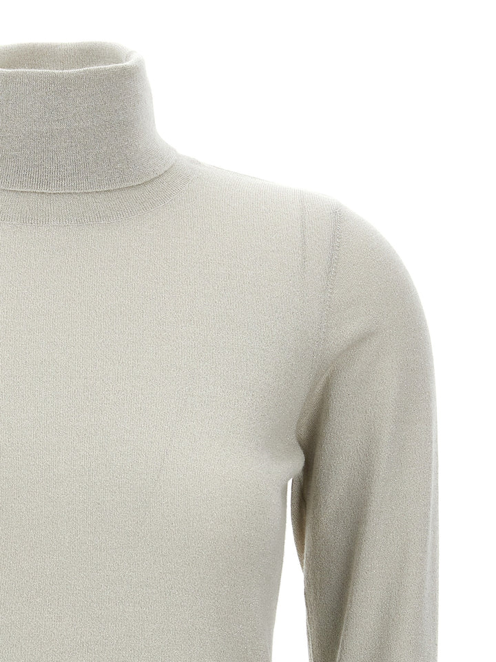 Lurex Turtleneck Sweater, Cardigans White