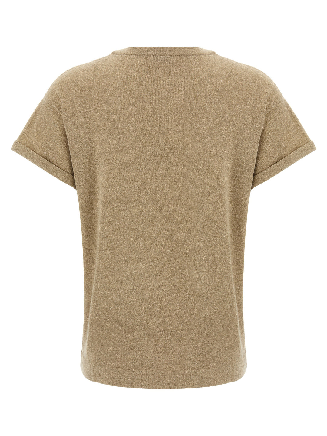 Brunello Cucinelli Lamé Cashmere T-shirt - Beige | c9cd1c9b8a265ae4de9e58ee03f80b7e48f88527