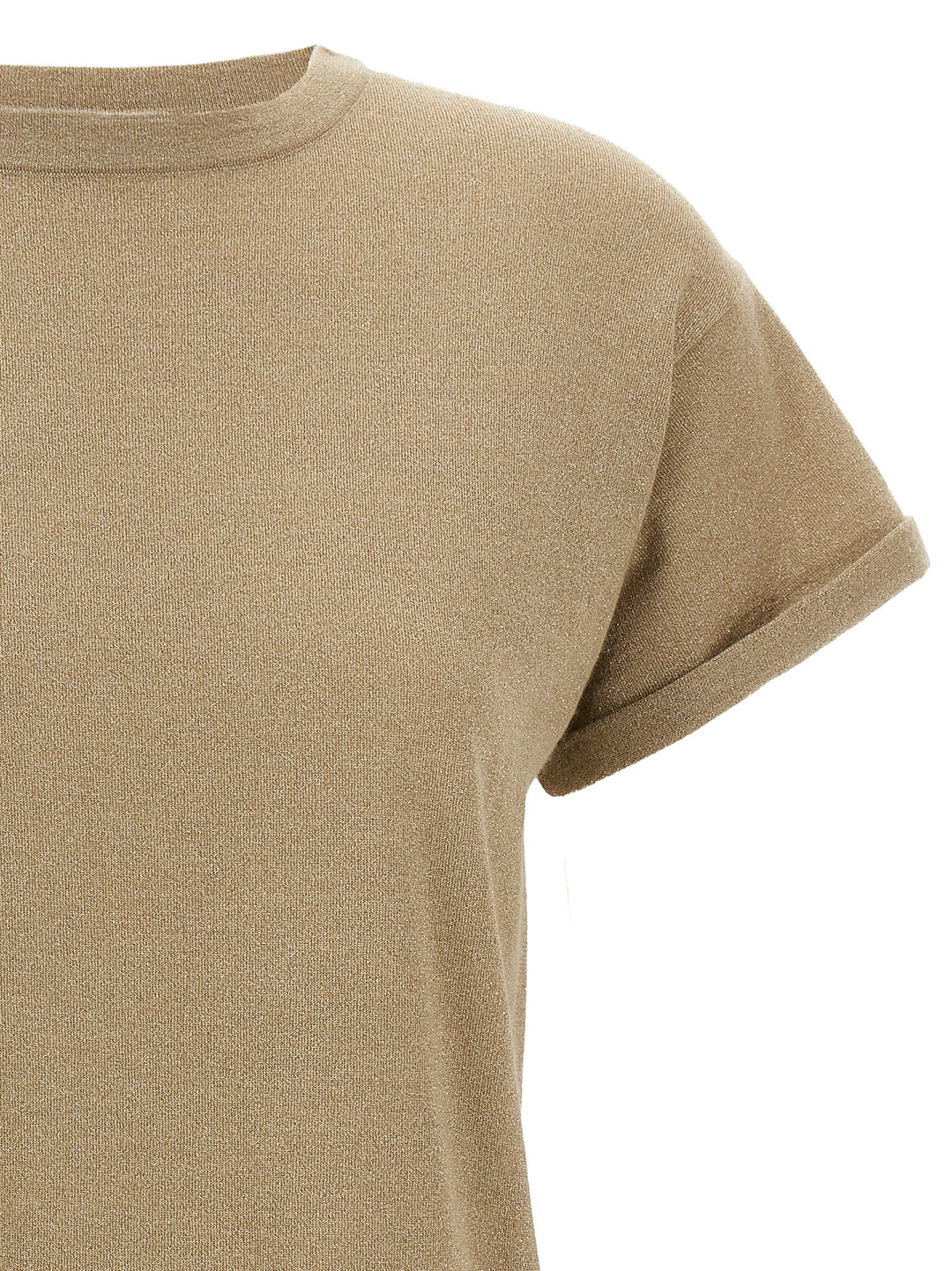 Brunello Cucinelli Lamé Cashmere T-shirt - Beige | 48eb52328b27f50cff79871953f7f40fc1f54e6d