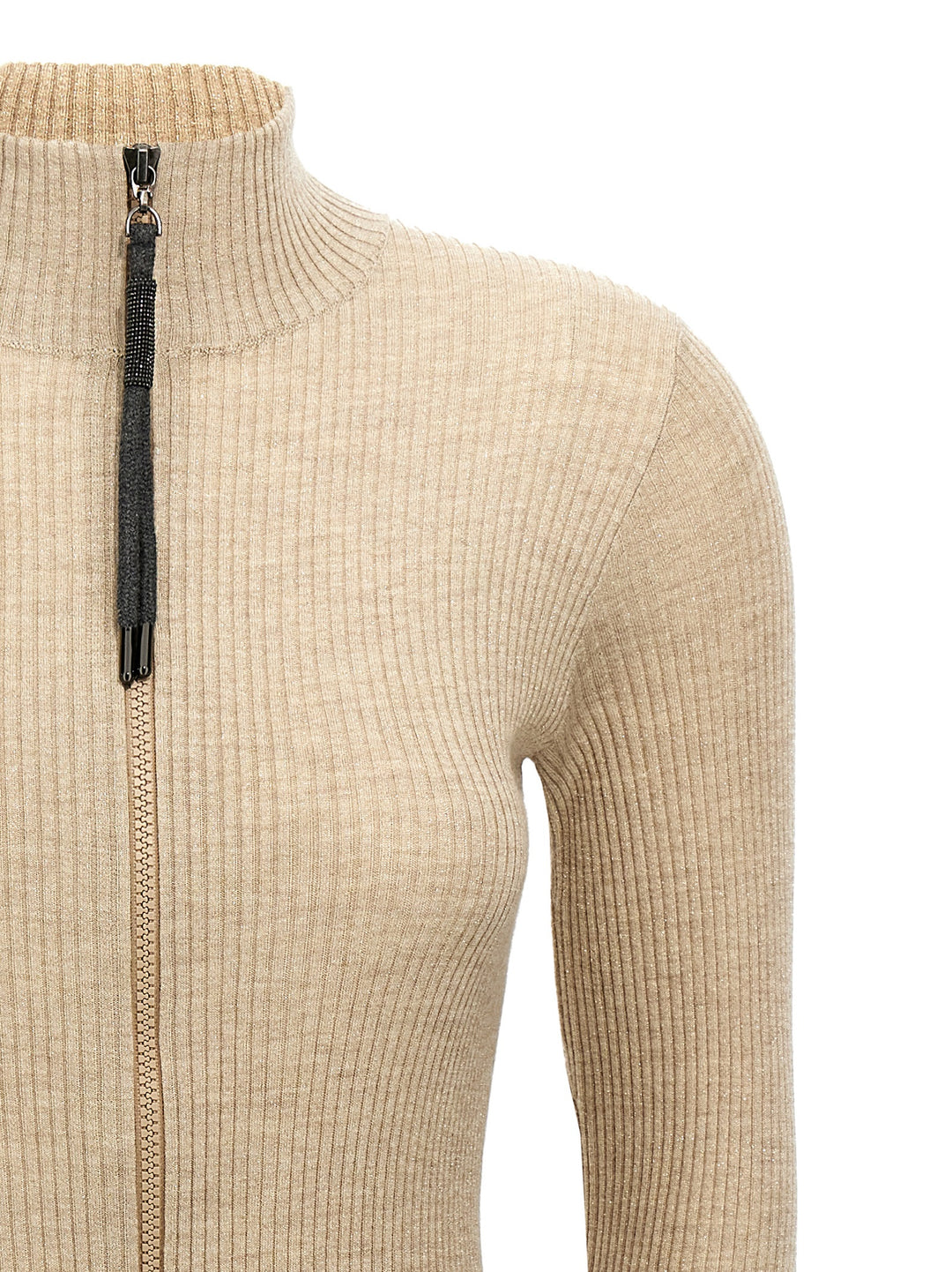 Lurex Cardigan Sweater, Cardigans Beige