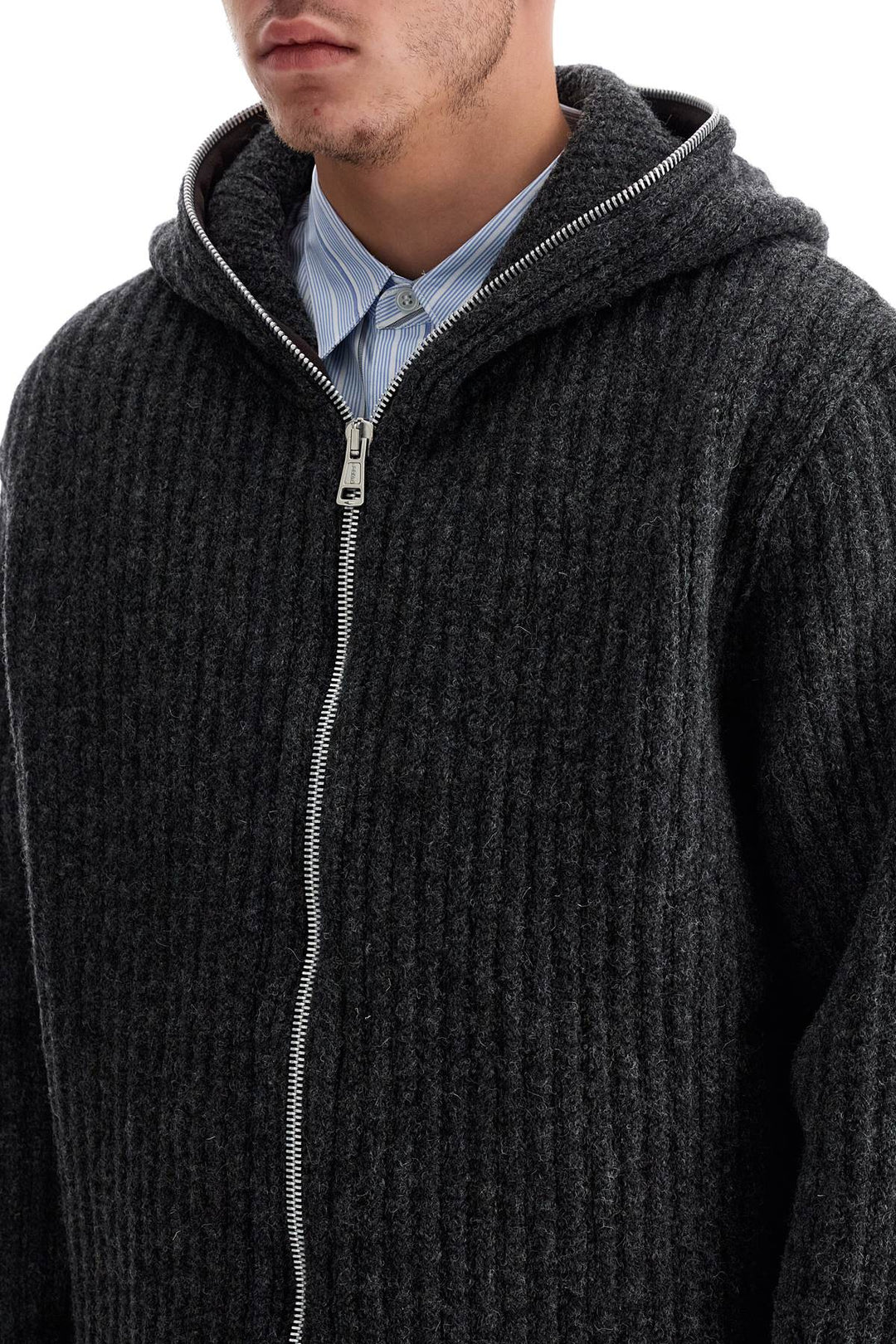 Hooded Zip Up Sweater With