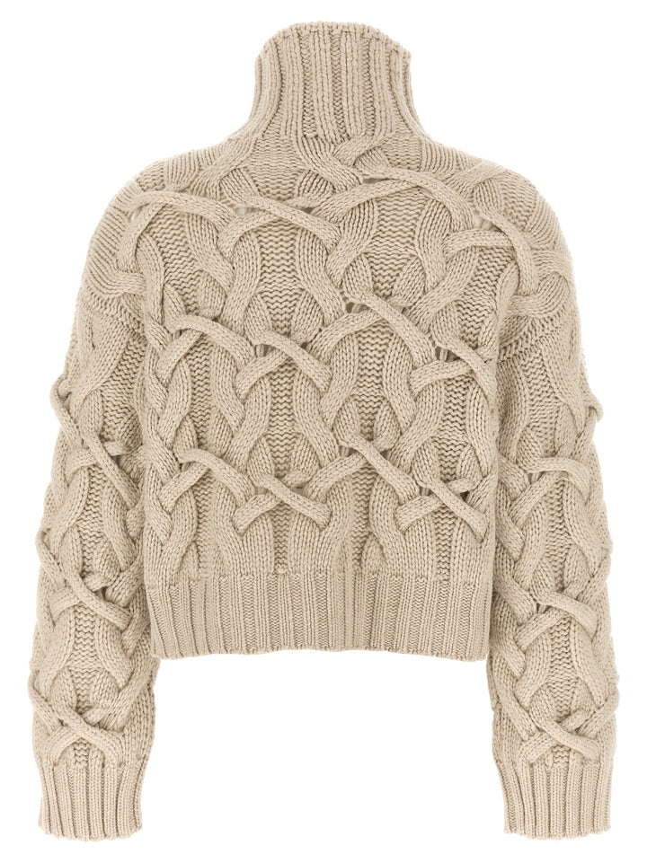 Brunello Cucinelli Braided Sweater Sweaters and Cardigans - Beige | 1062d746a6b35f166d3ac3e97d1d7e42a760c495