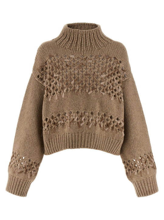 Drop Sequin Sweater Sweaters And Cardigans Beige