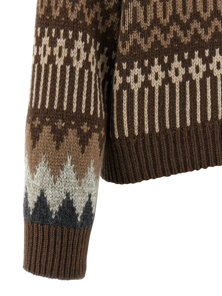 Brunello Cucinelli Sequin And Cashmere Sweater Sweaters and Cardigans - Brown | 95a68d38ce18f7abbbf9fccd31945cc42638dc0b