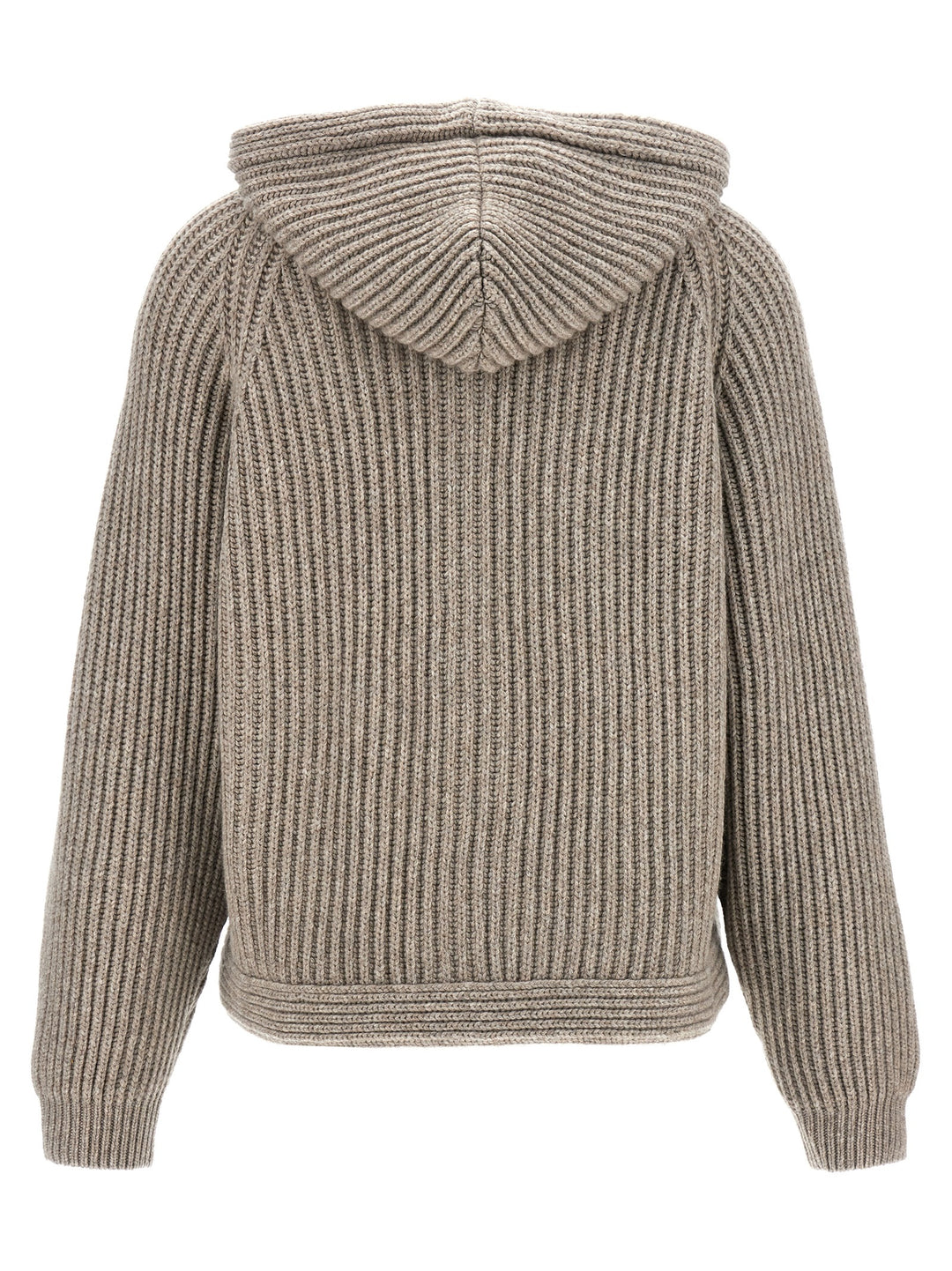 Ribbed Hooded Cardigan Sweater, Cardigans Gray