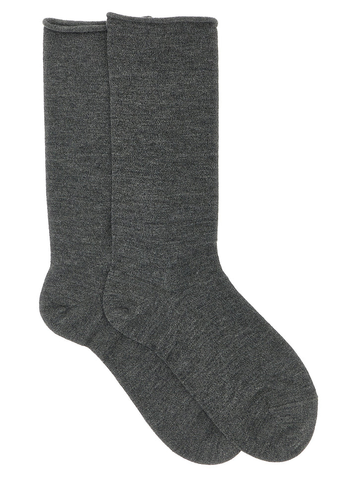Brunello Cucinelli Cashmere Knit Socks - Gray | 521958943f7d286ab32a119a47a3a73d1e1b2cbc