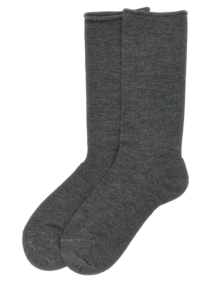 Brunello Cucinelli Cashmere Knit Socks - Gray | 368fcef0ab39fe50c79dba9a07f40acaf83d0562