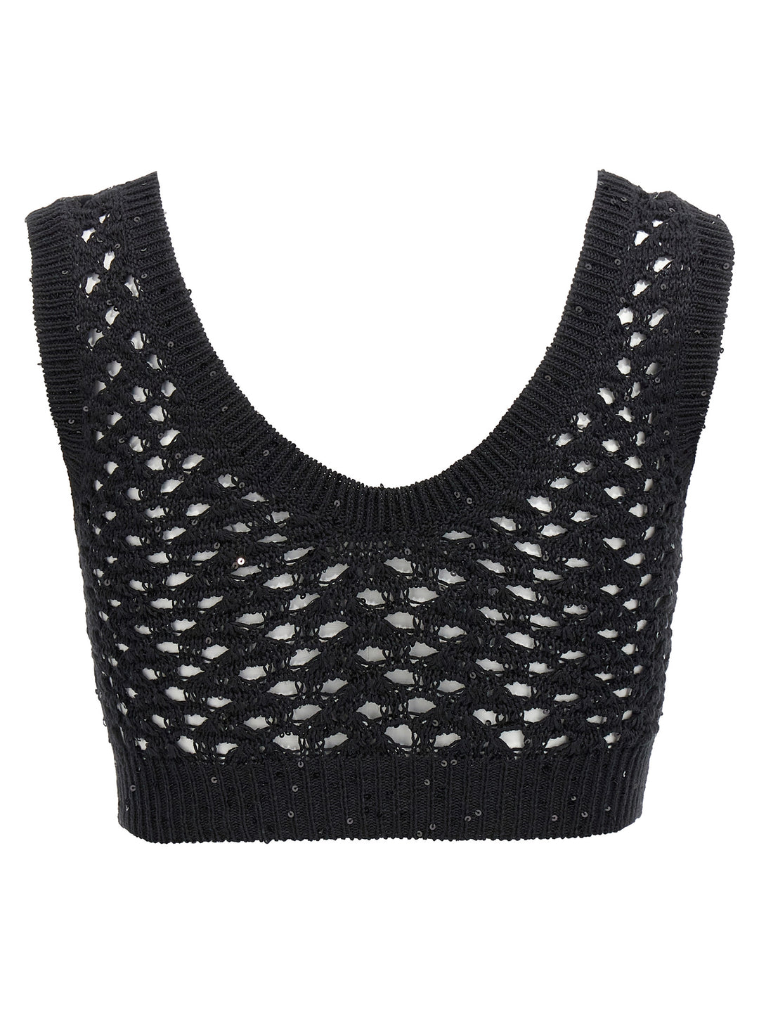 Sequin Crop Top Tops Black