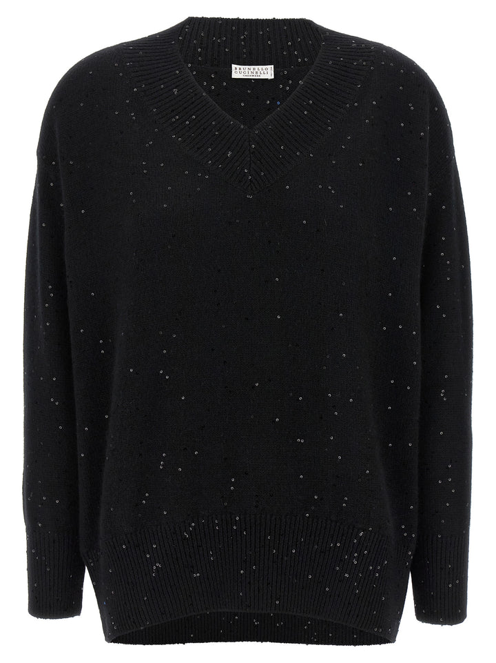 Brunello Cucinelli Sequin Sweater Sweaters and Cardigans - Black | 23086595c2bfcb8a57fda5e8b7fb58a8612ce74f