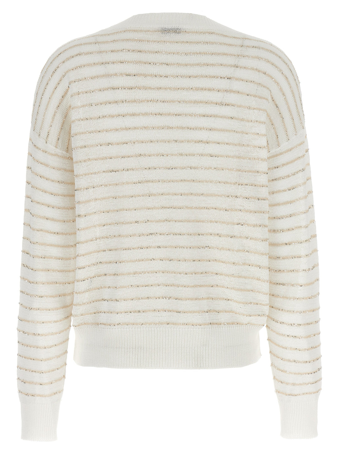 Sequin Stripes Sweater Sweater, Cardigans White