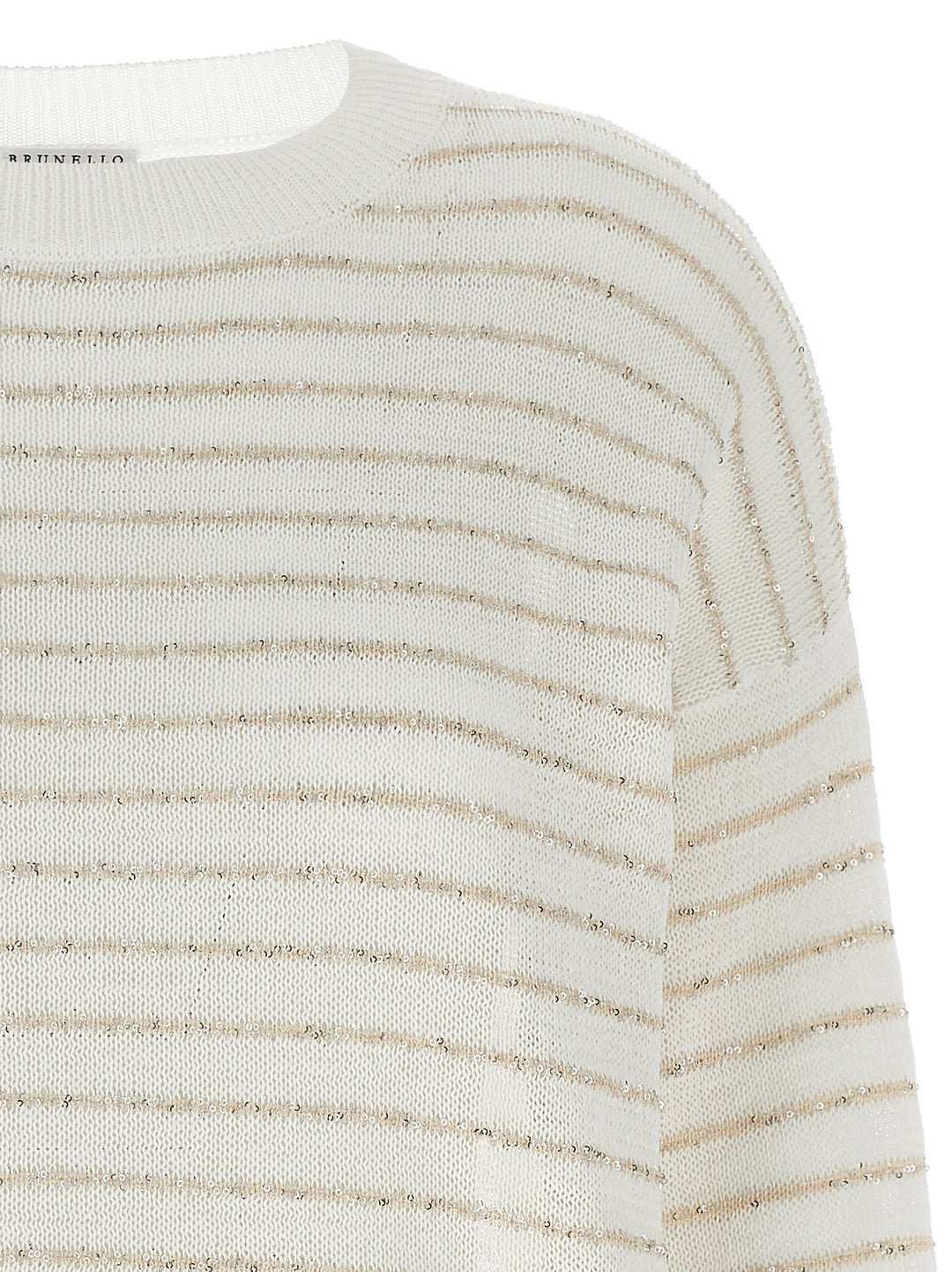 Sequin Stripes Sweater Sweater, Cardigans White