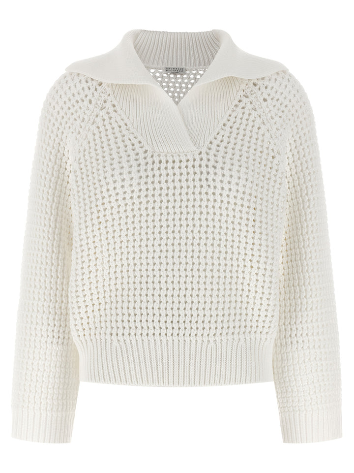 Brunello Cucinelli Openwork Sweater Sweaters and Cardigans - Beige | 50c0e0253e9c6629cb73bf4c909e4e89008b0a99
