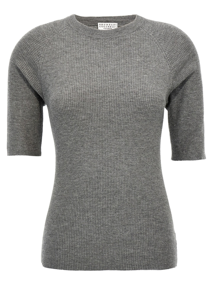 Lurex Ribbed Sweater Sweater, Cardigans Gray