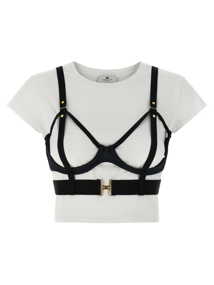 Elisabetta Franchi + Bra T-shirt - White/Black | fb2f22bfa86c10fd8bf3878dde97963c24890d81