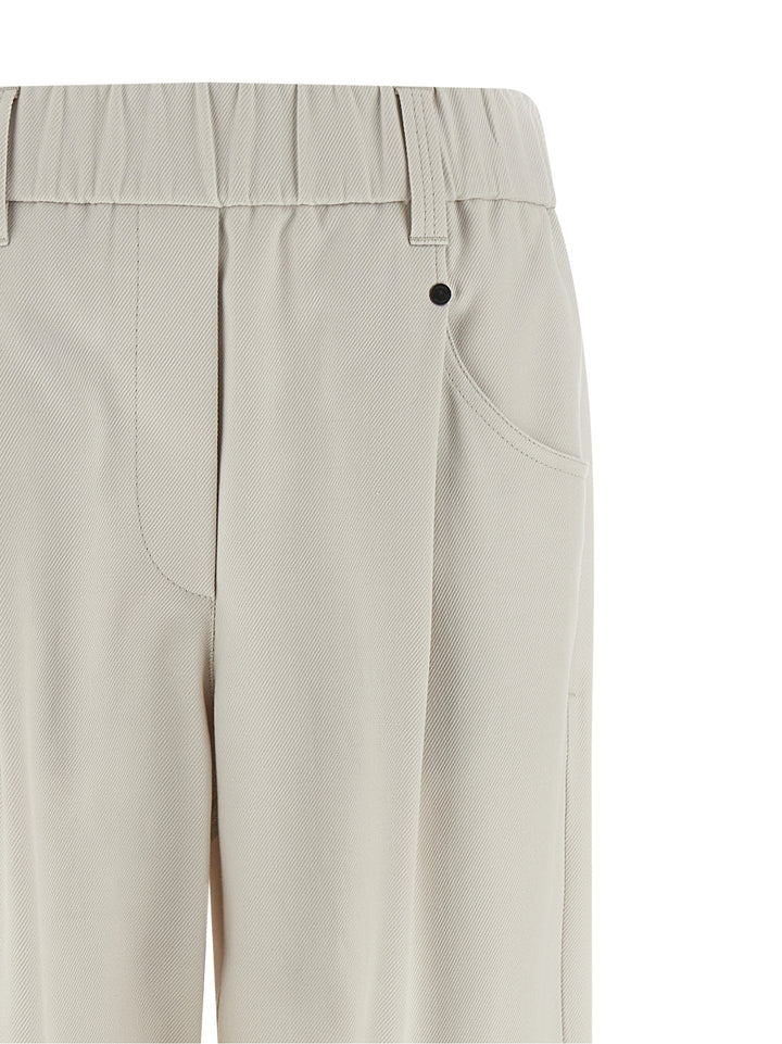 Brunello Cucinelli Shiny Bartack Pants - Beige | 8cf090df79981208092307cb6b7b1580f3ab3633