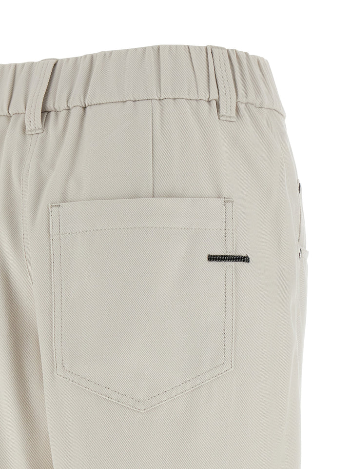 Brunello Cucinelli Shiny Bartack Pants - Beige | 707a542d05f2c28e05b477ef719c224416e179a6