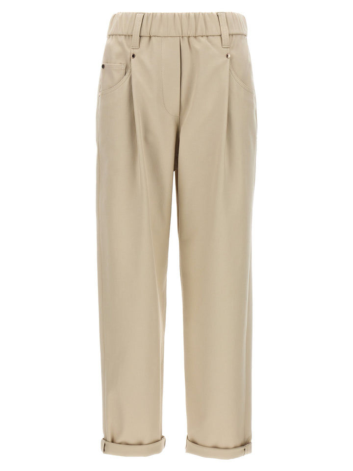 Cotton Trousers Pants Beige