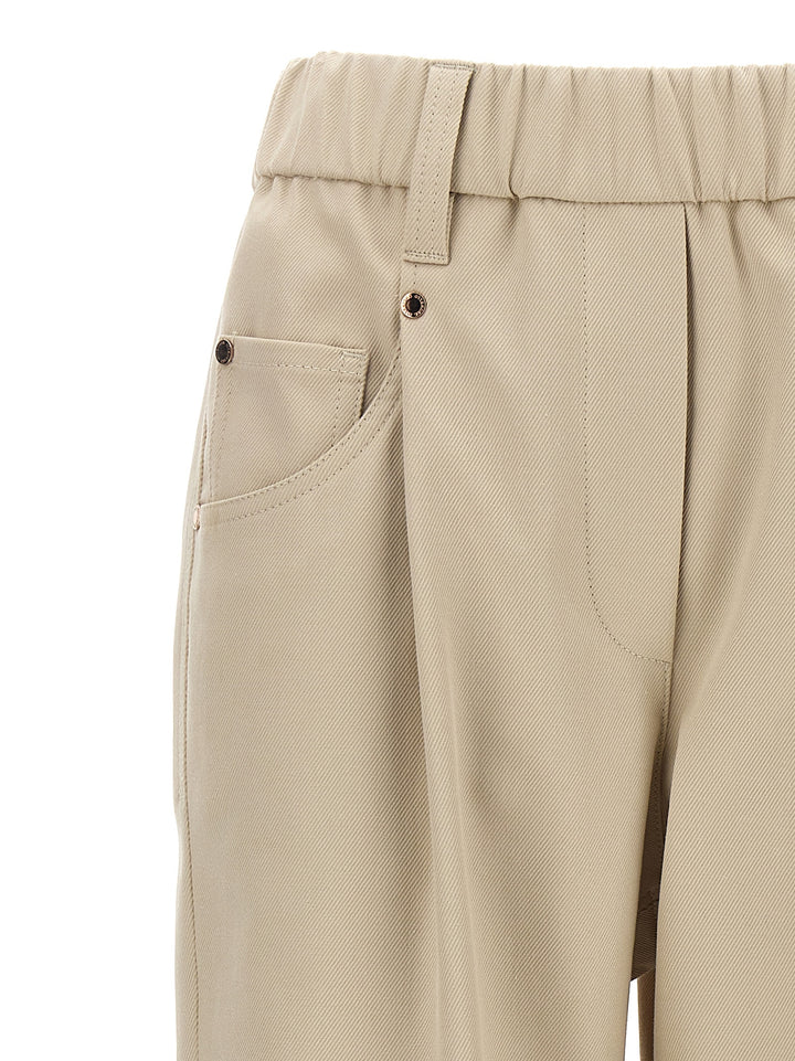 Cotton Trousers Pants Beige