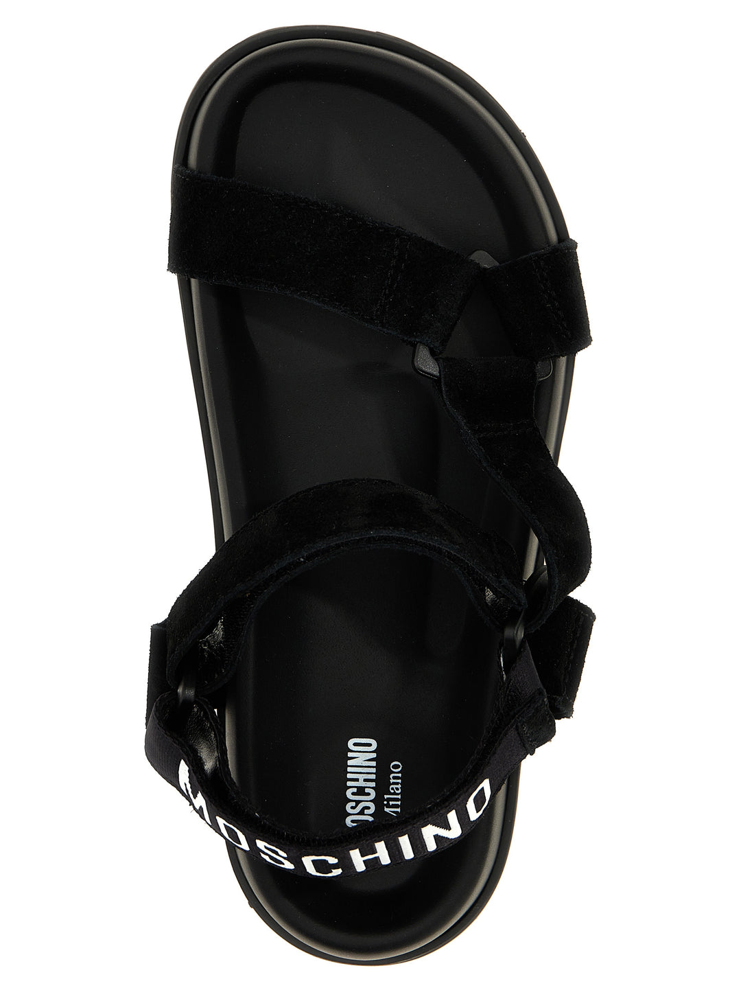 Moschino Suede Sandals - Black | 32af997aed385ca05f1056ff73b998feb649c590
