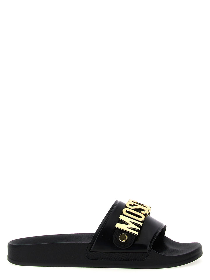 Lettering Sandals Black