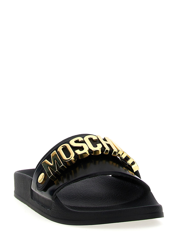 Lettering Sandals Black