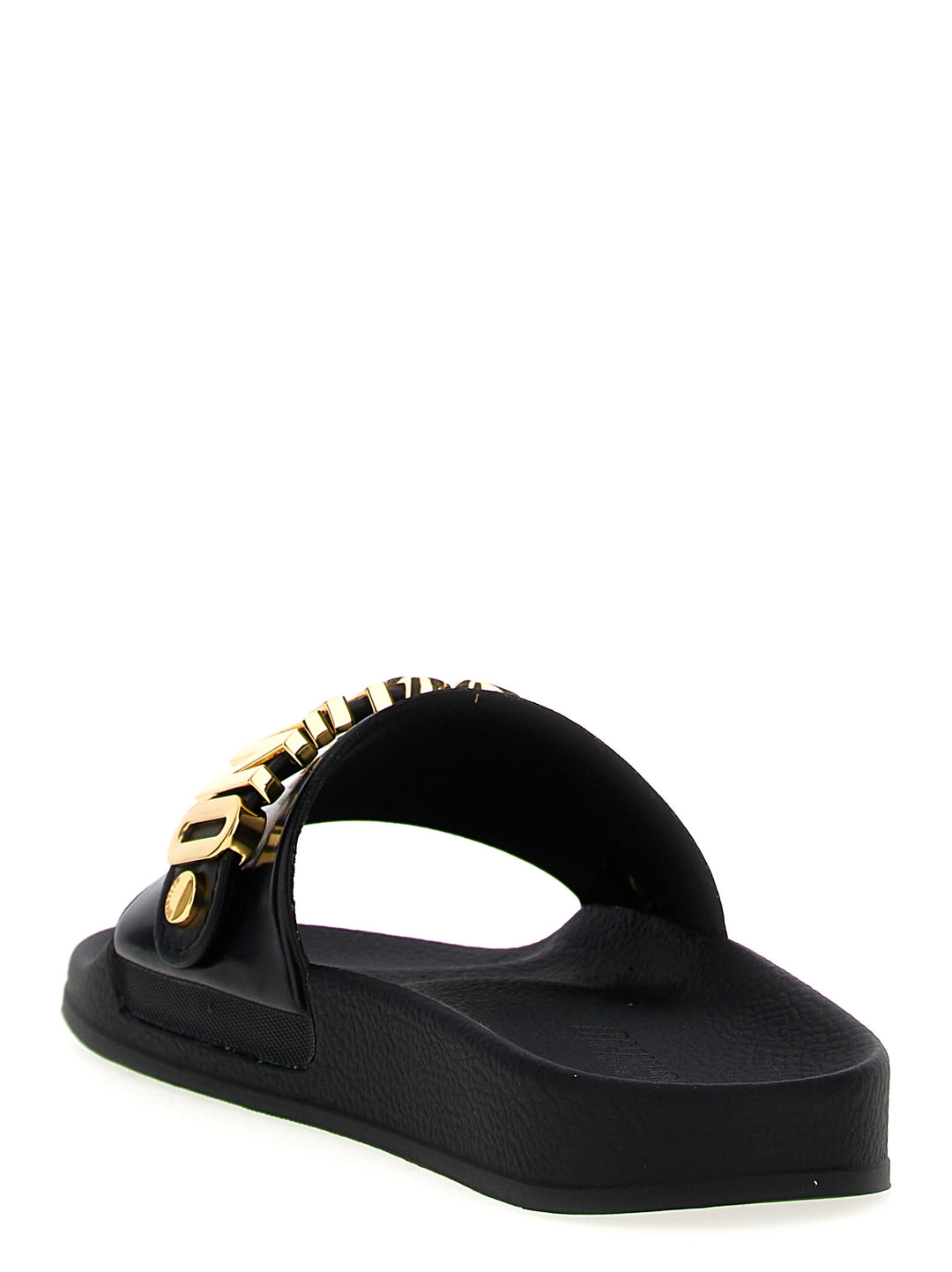 Lettering Sandals Black