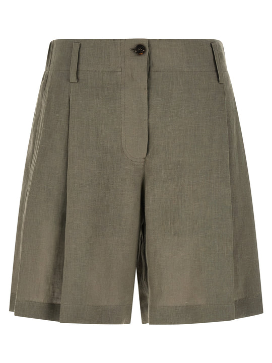 Linen Shorts Bermuda And Short Green