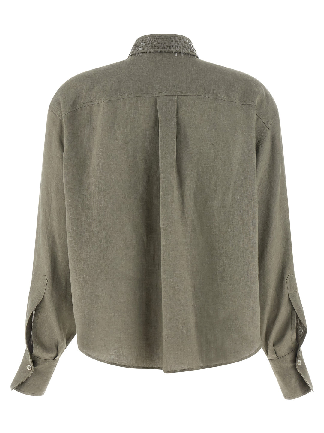 Brunello Cucinelli Sequin Collar Shirt Shirt and Blouse - Green | 9e1bd559d66a3d6cce581fe10bfd30b62dad8272