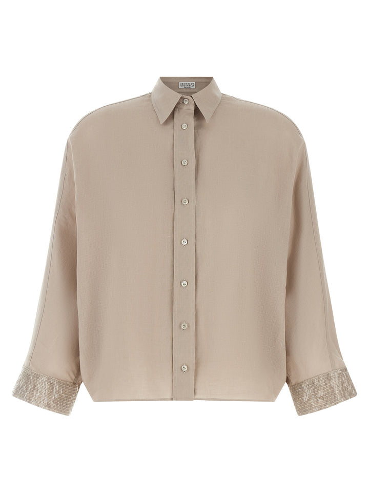Brunello Cucinelli Dazzling Cascade Cuffs Shirt and Blouse - Beige | b4cac5751df7cd4d1731c8d67e8a5e37c569b895
