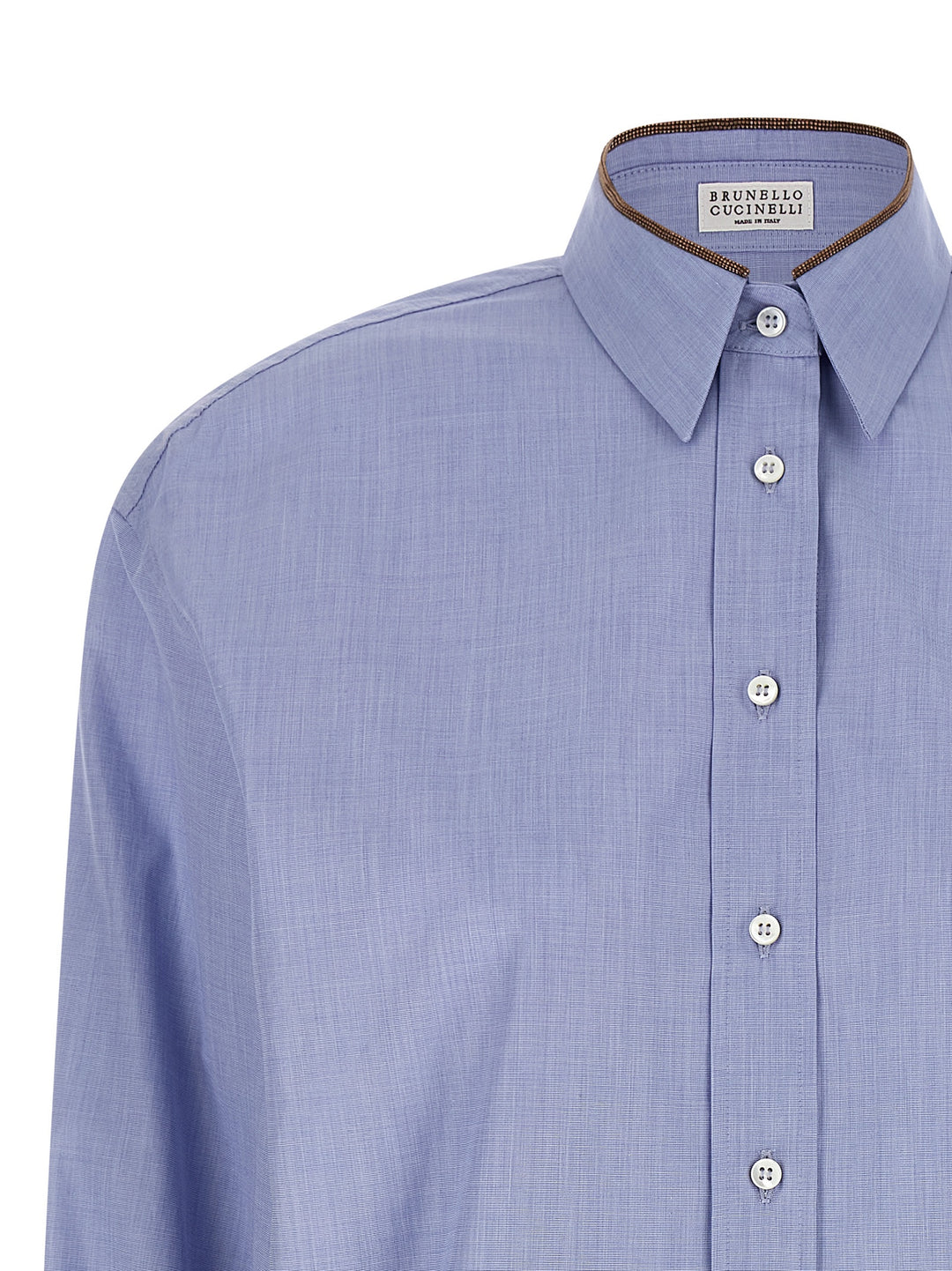 Brunello Cucinelli Shiny Collar Detail Shirt and Blouse - Light Blue | 9de7e0e0a80fcf3fbf8fca94a3a25def677d31f0