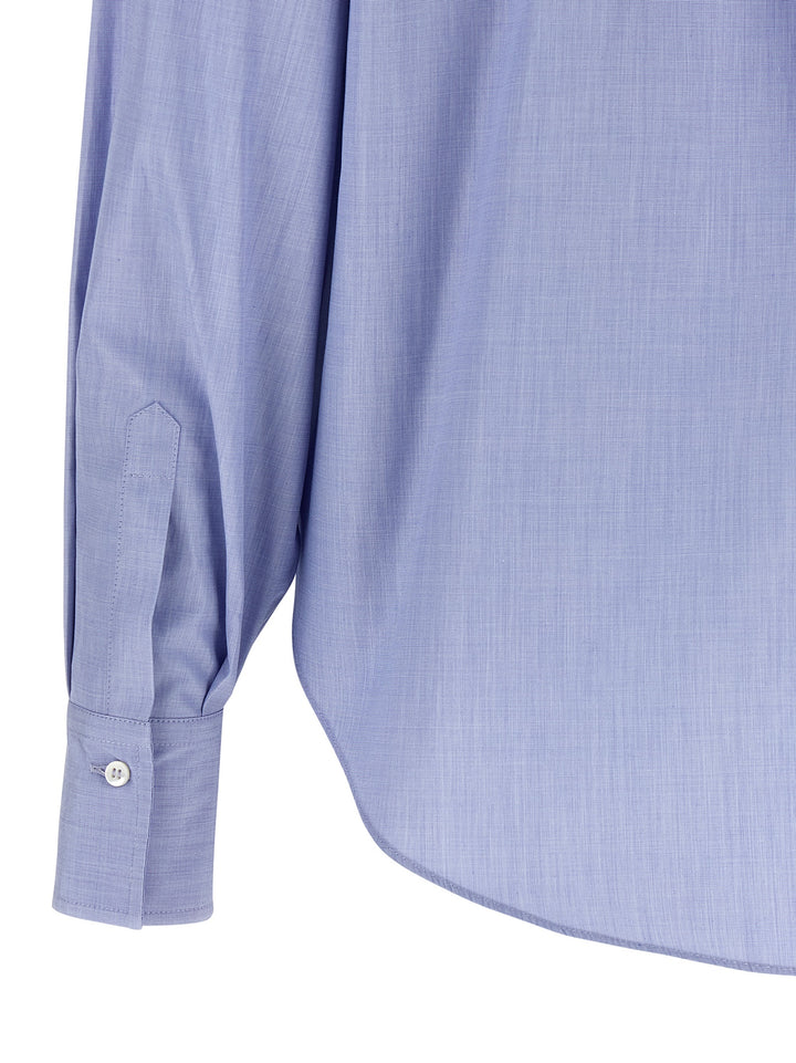 Brunello Cucinelli Shiny Collar Detail Shirt and Blouse - Light Blue | d11cedadeab25779813b7dfbee68f0dab4121ab1