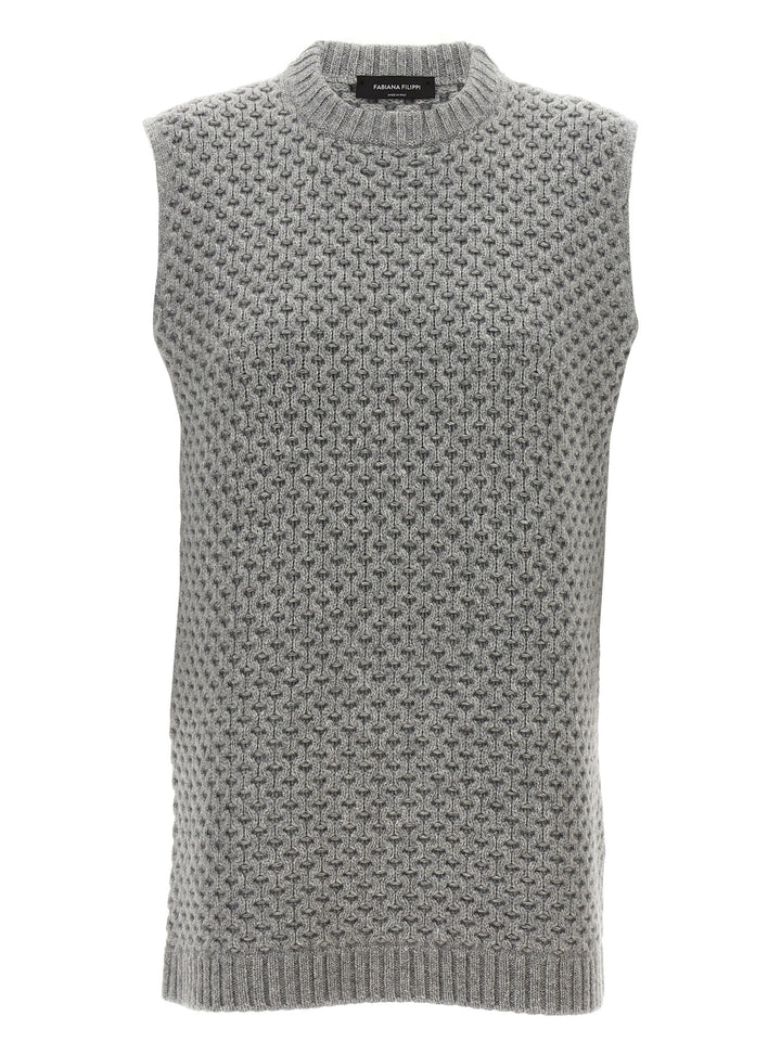 Cachemire Vest Gilet Gray