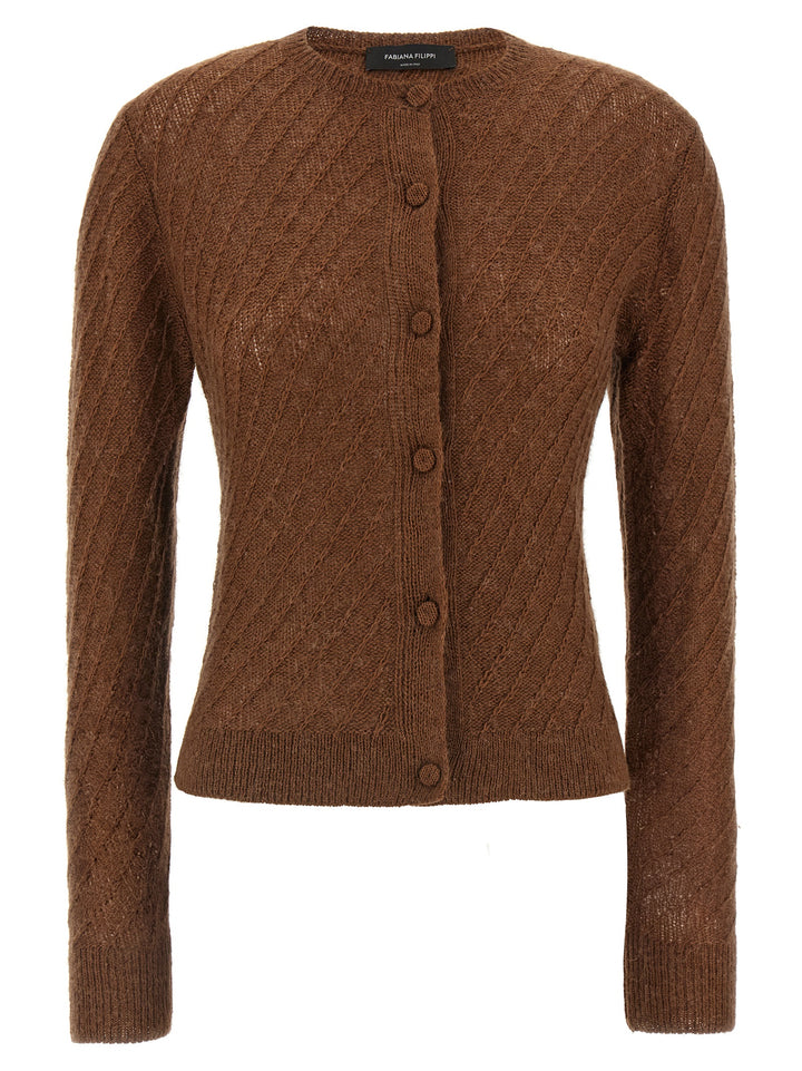 Fabiana Filippi Sequin Crochet Cardigan Sweaters and Cardigans - Brown | 541cd8c7ee91329caf7eb3a892602d2c3a1bea78