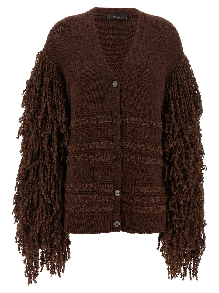 Fabiana Filippi Bouclé Fringed Cardigan Sweaters and Cardigans - Brown | 2591e7d29f098435aa8d7e06d0a1822f78c9d1aa