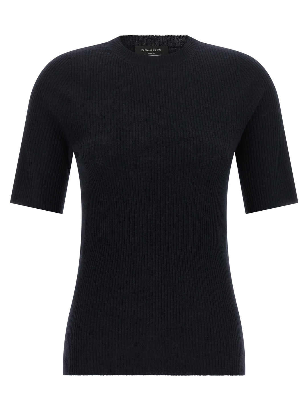 Fabiana Filippi Ribbed Knit T-shirt - Blue | b7979ad6d9503d646e2b4d668ed38a181496bb42