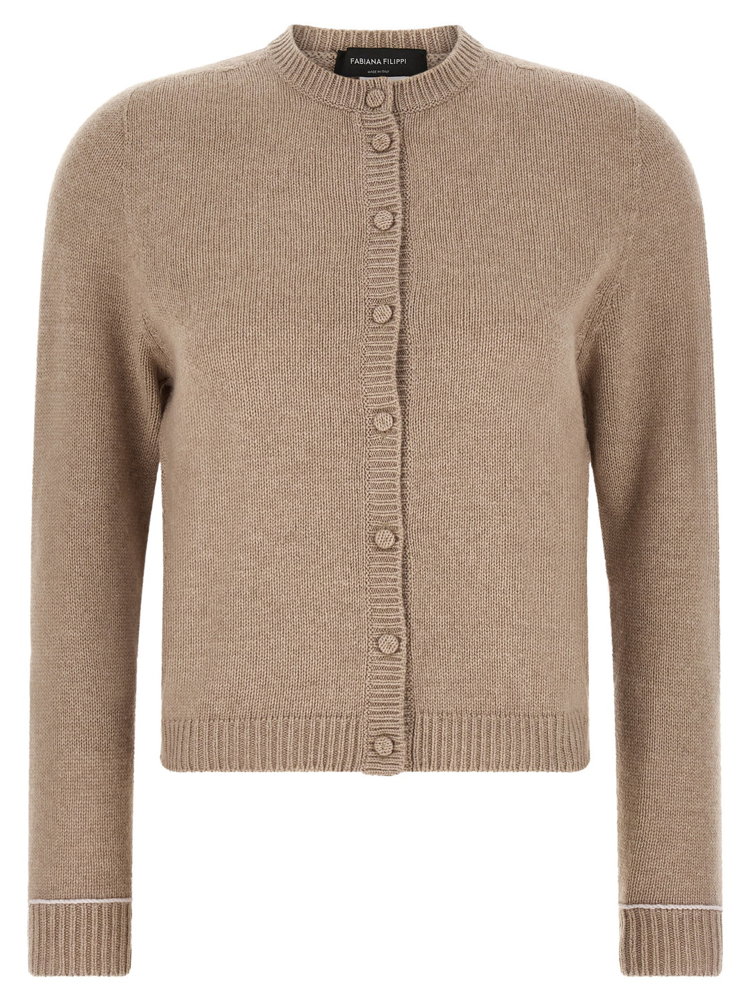 Fabiana Filippi Covered Buttons Cardigan Sweaters and Cardigans - Beige | 5960ded78859ba9445f260d15ef2c9fed403a777