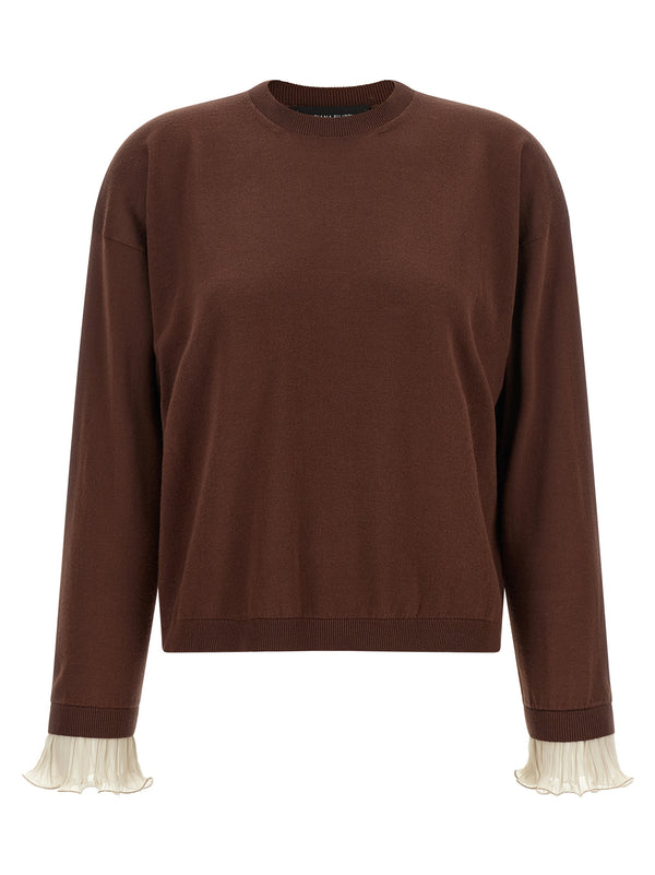 Pleated Cuffs Sweater Sweaters And Cardigans Brown