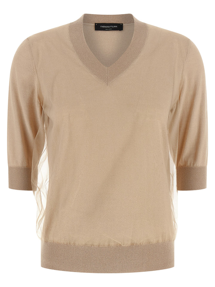 Fabiana Filippi Double Layer Sweater Sweaters and Cardigans - Beige | 24379a35ea036ea37ca3f5ba91bebef901c89c0e