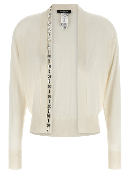 Crystal Cardigan Sweaters And Cardigans White