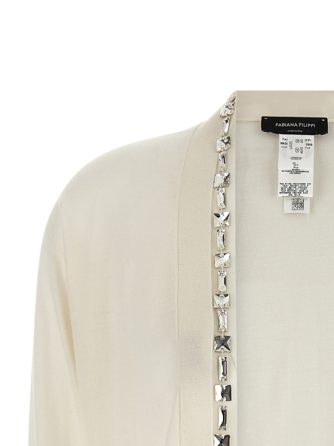 Fabiana Filippi Crystal Cardigan Sweaters and Cardigans - White | 68509cb3eb366fd001772016266c7497ae513e9e