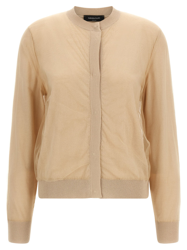 Fabiana Filippi Tulle Cardigan Sweaters and Cardigans - Brown | 2754a131c52ec092eb2e8445af484756163c4d10